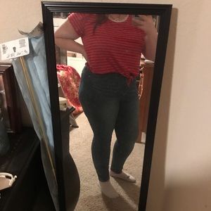 Charlotte Russe red and white stripped shirt ❤️